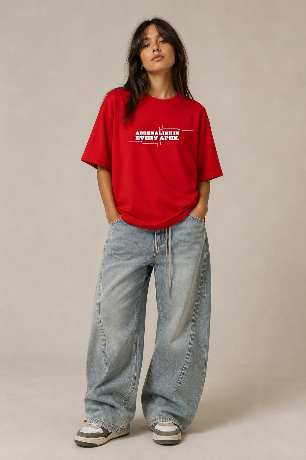ADRENALINE RED FIT OVERSIZED T-SHIRT