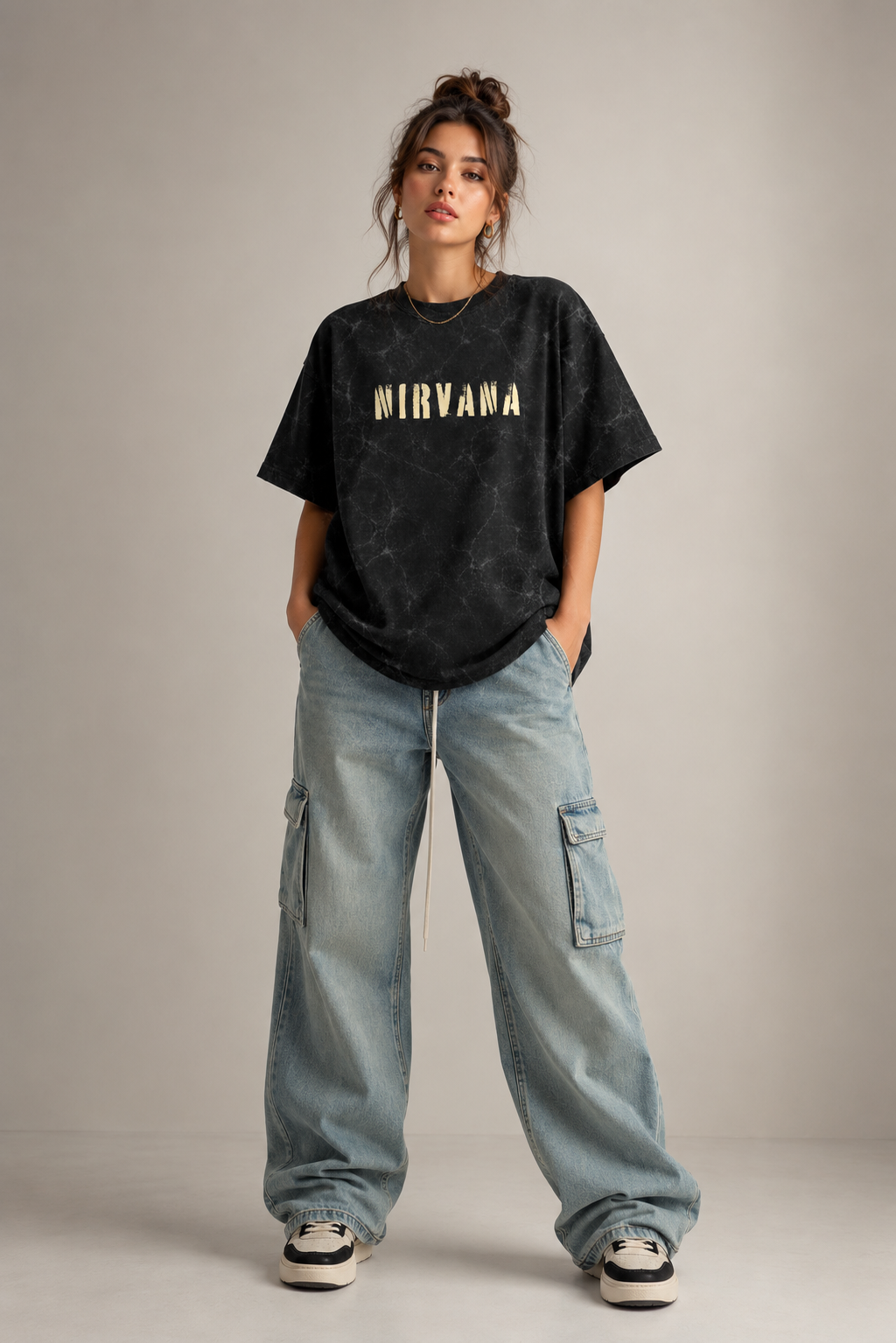 NIRVANA ACID WASH FIT OVERSIZED T-SHIRT