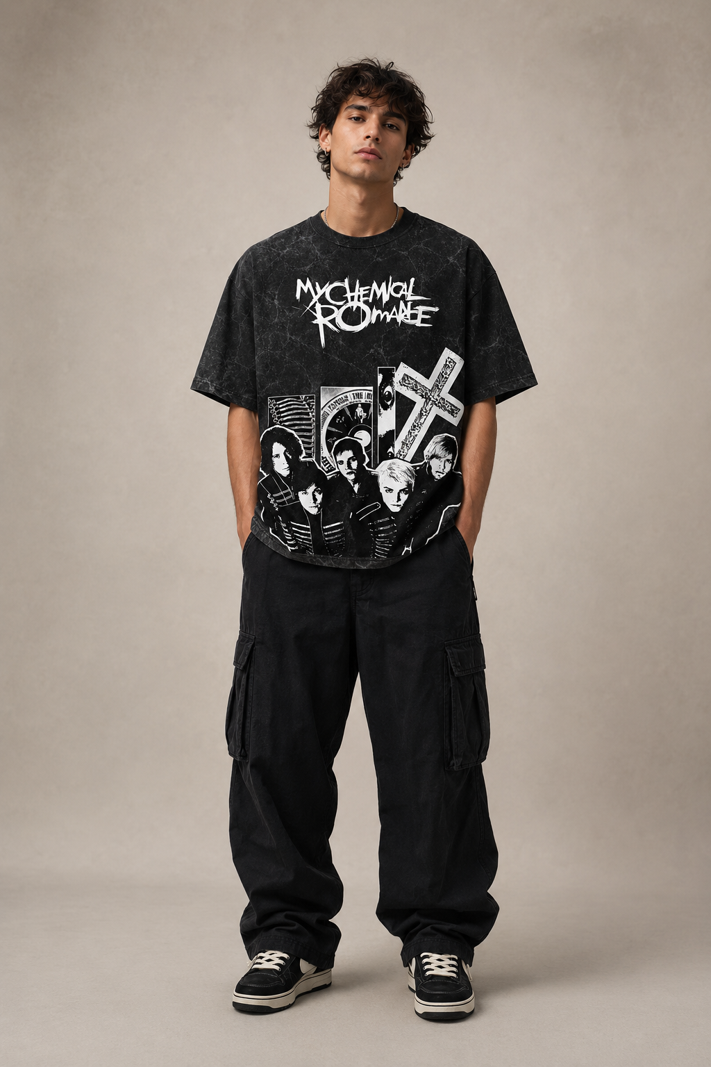 MY CHEMICAL ROMANCE ACID WASH FIT OVERSIZED T-SHIRT