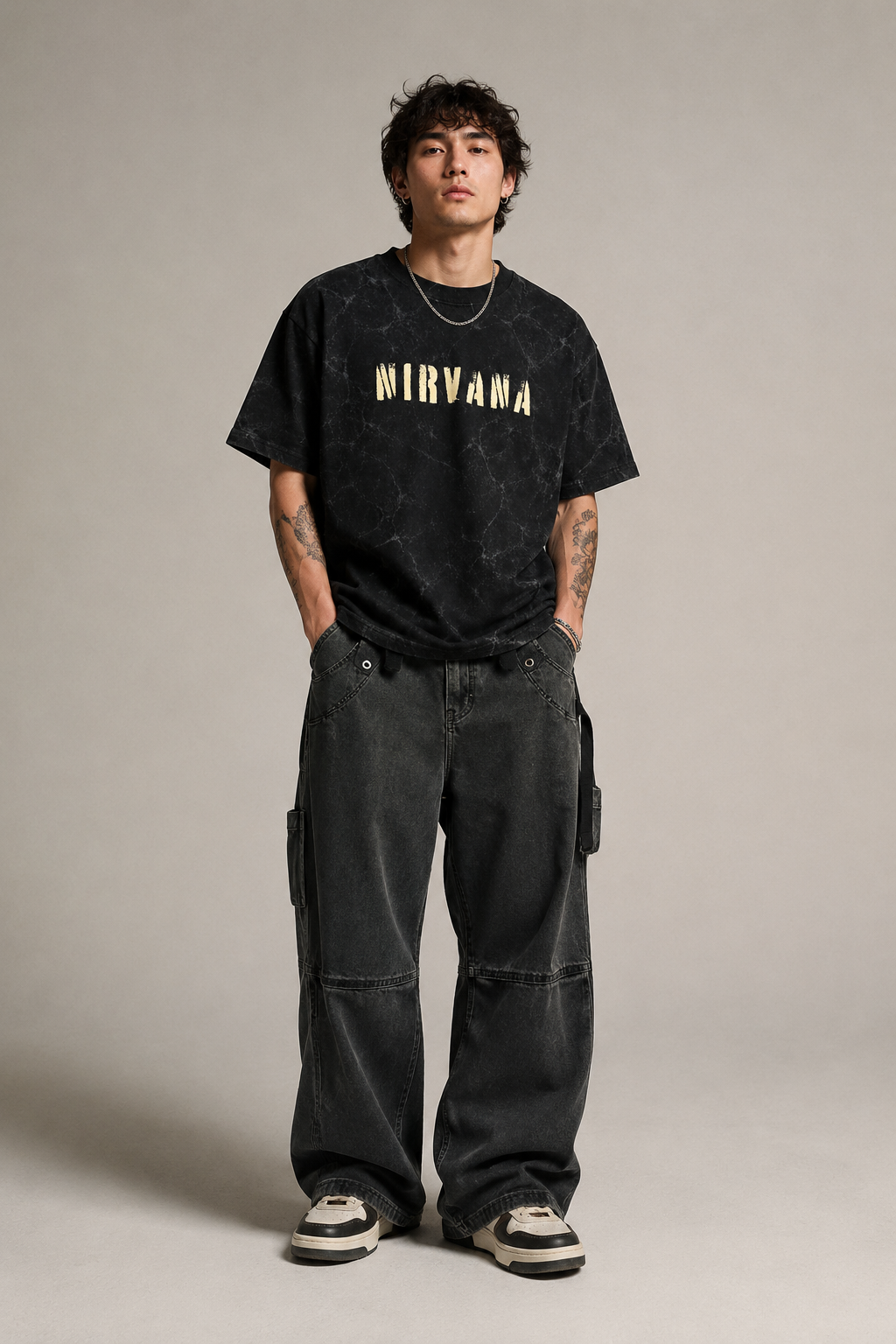 NIRVANA ACID WASH FIT OVERSIZED T-SHIRT